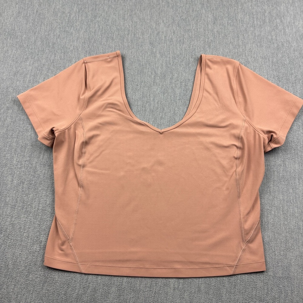 Lululemon Crop Top Womens 12 Pink Clay Align T-Shirt Tee Nulu Yoga Athletic Gym